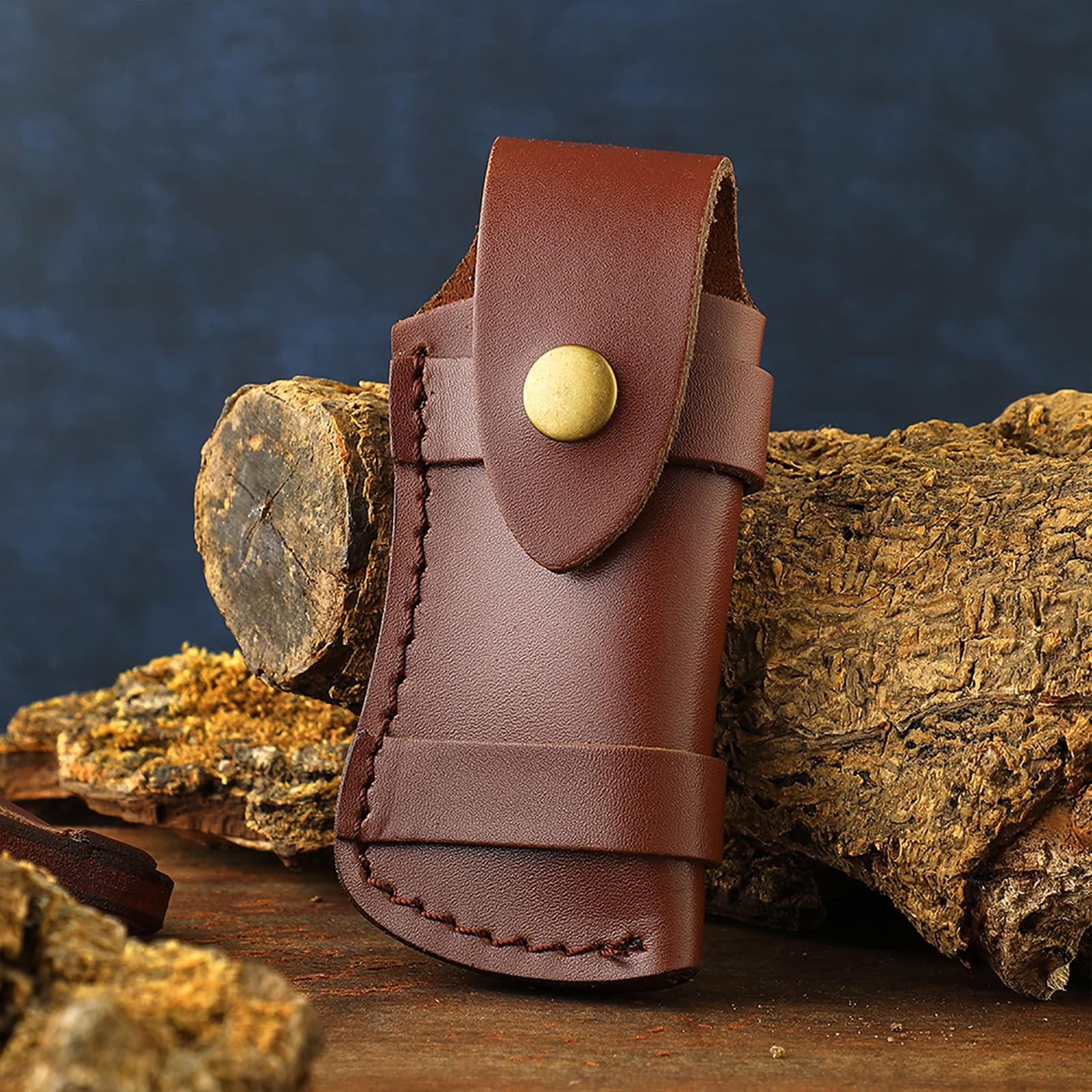 Túi dao cho thắt lưng làm bằng da thực sự băng thẳng đứng túi dao Etui không có dao dao có vỏ để gấp dao nhỏ túi