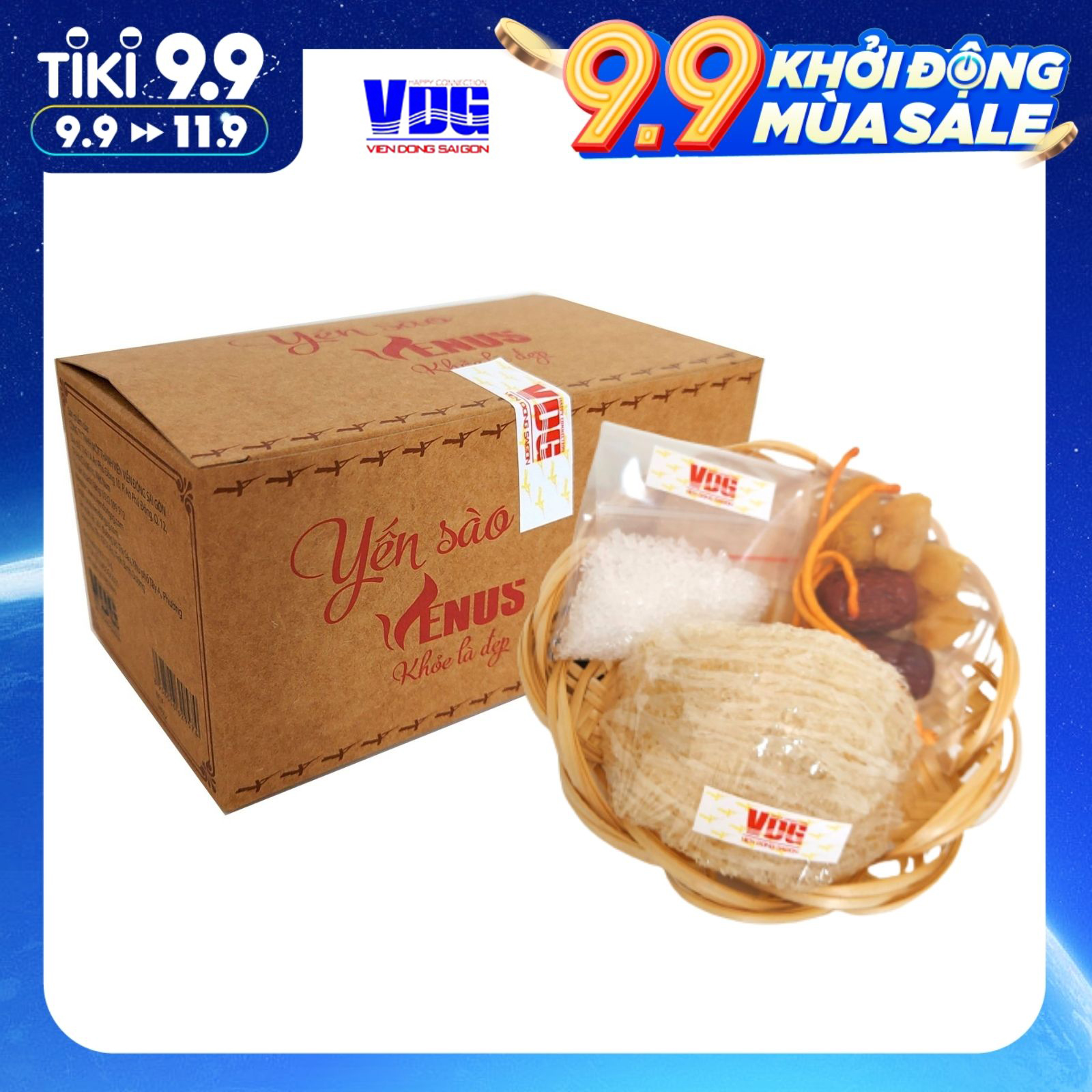 Yến sào tinh chế Venus 10g - Khỏe là đẹp, dưỡng nhan, tăng cường sức khỏe - Tặng đông trùng hạ thảo, táo đỏ, đường phèn -