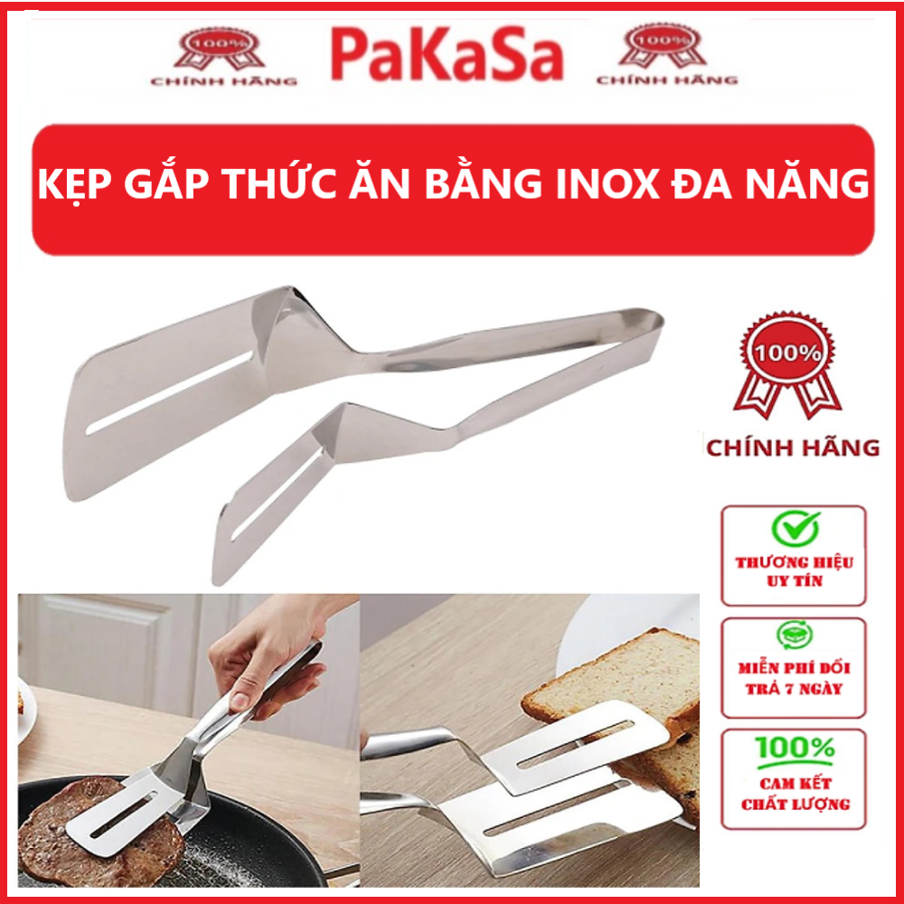 Kẹp Gắp Nóng Thức Ăn - Kẹp Gắp, Lật Thịt Nướng, Đồ Chiên Rán Inox Đa Năng - Hàng chính hãng 