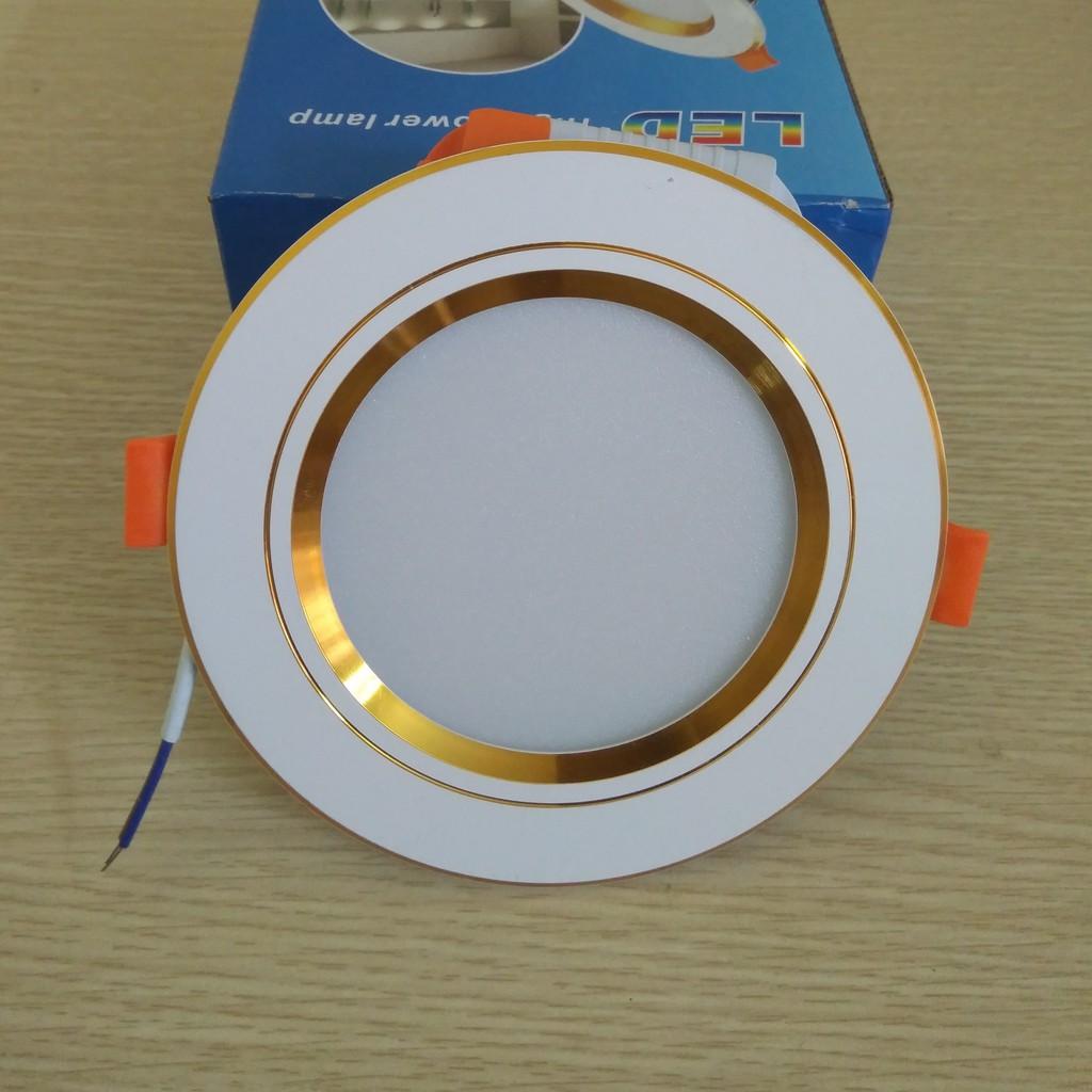 Đèn âm trần 7W viền vàng phi 90 3 chế độ màu siêu bền , giá tốt , ánh sáng đẹp - có đủ cả nguồn