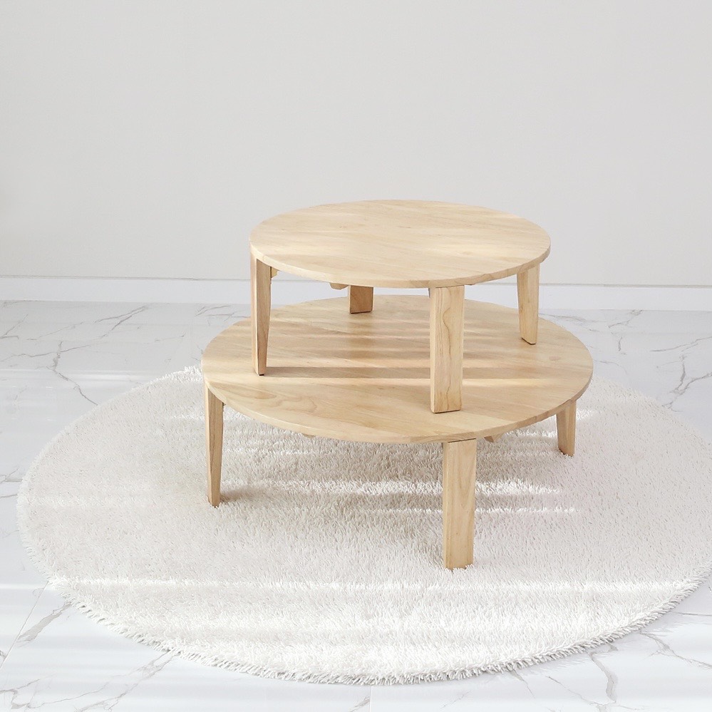 Bàn Tròn Ngồi Bệt Gấp Gọn Cao Cấp - Size 80 x 80 x 28,5 cm | Gỗ Tần Bì Nhập Khẩu Châu Âu