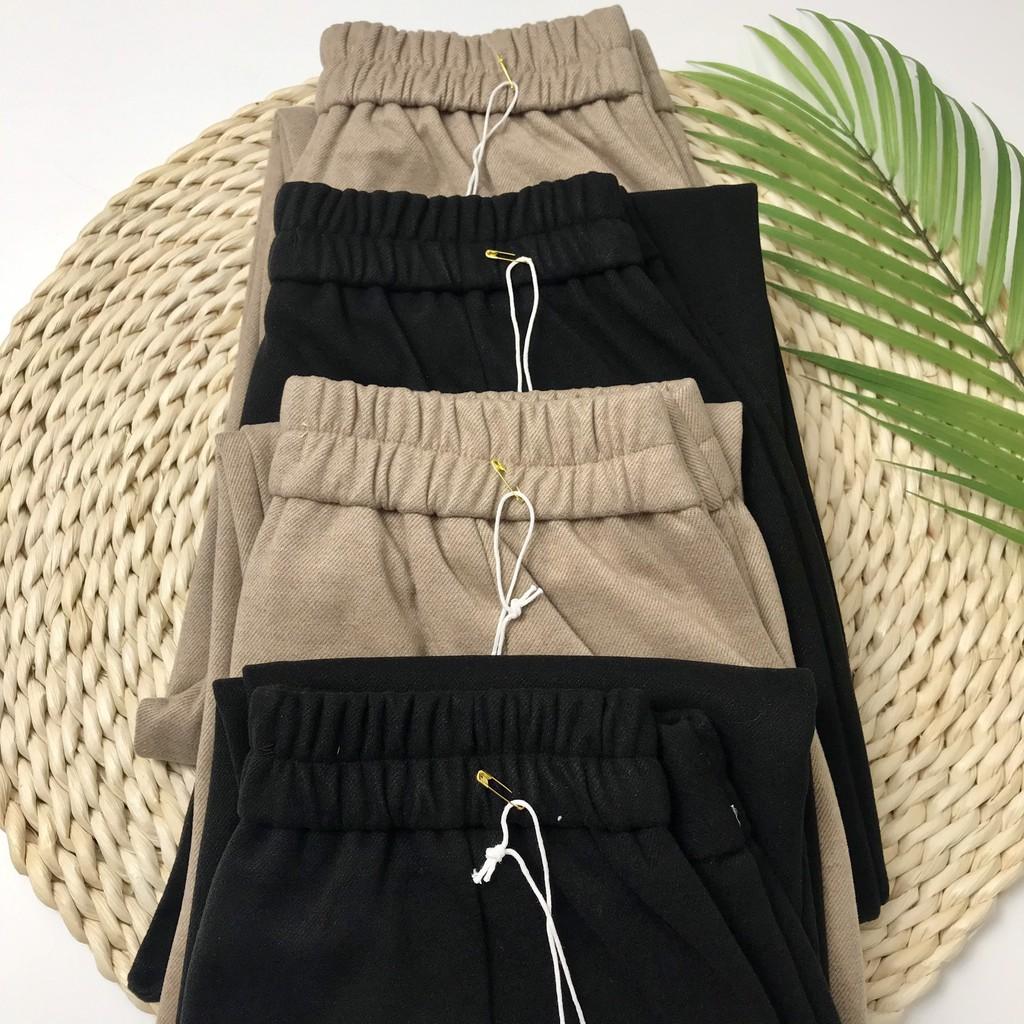 Quần baggy dạ Hàn cạp cúc chun sau siêu đẹp chất dạ hàn cao cấp dày dặn