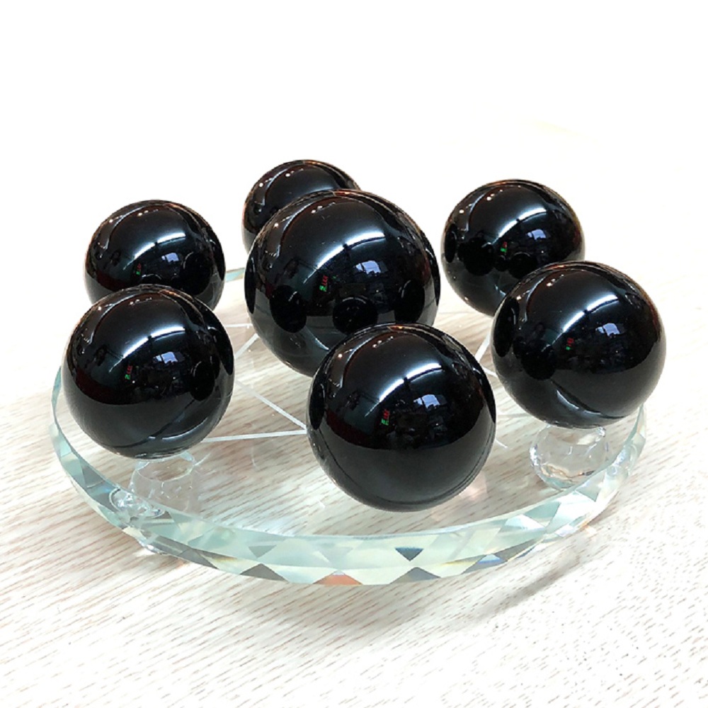 Đĩa Thất Tinh Trận Đồ Đá Obsidian - Đá Núi Lửa Đen Tự Nhiên - 15cm - Mx- Hợp Mệnh Thuỷ, Mộc