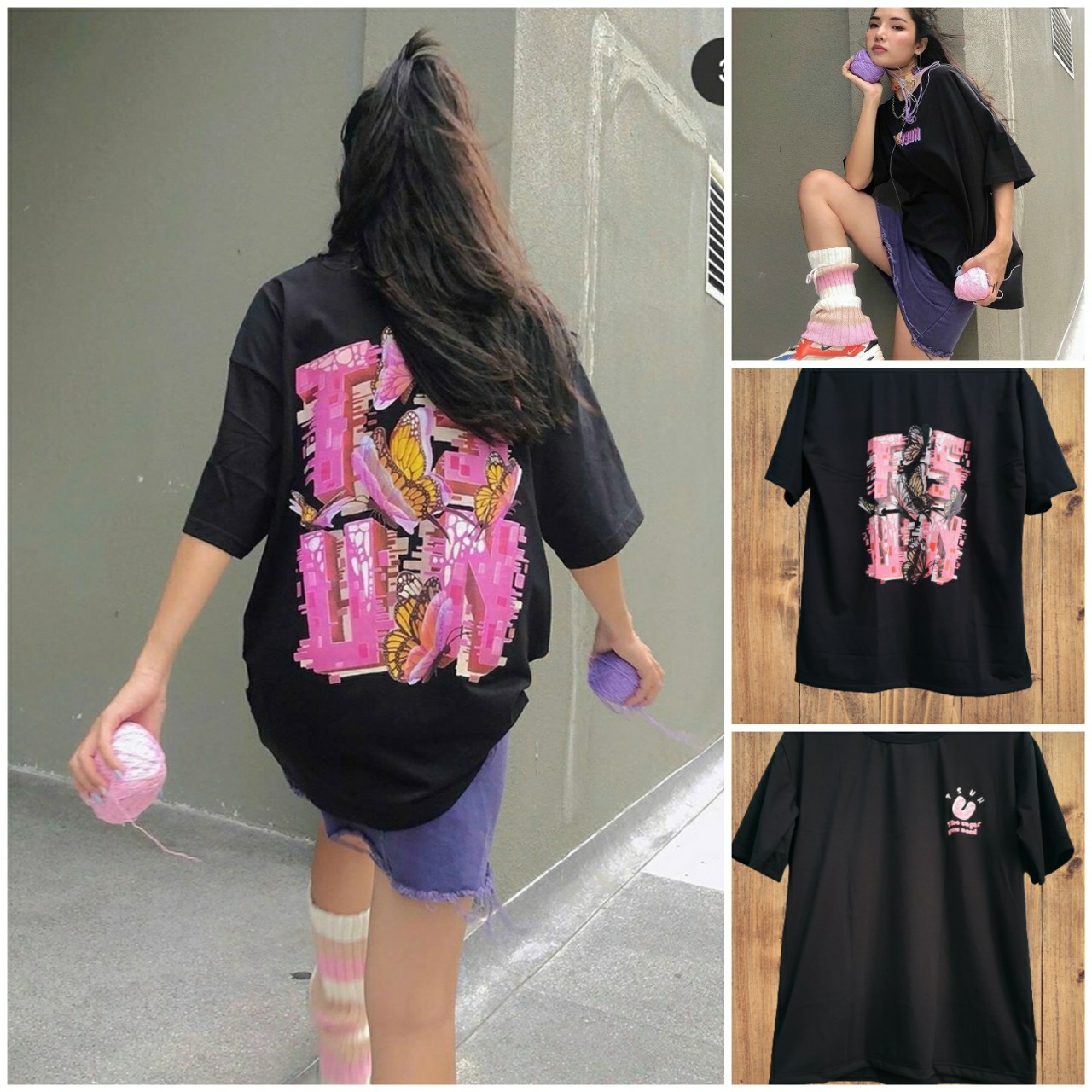 ÁO THUN UNISEX NAM NỮ form rộng tay lỡ TSUN- Free size 40-70kg -Dành cho cả Nam và Nữ - LEE'S