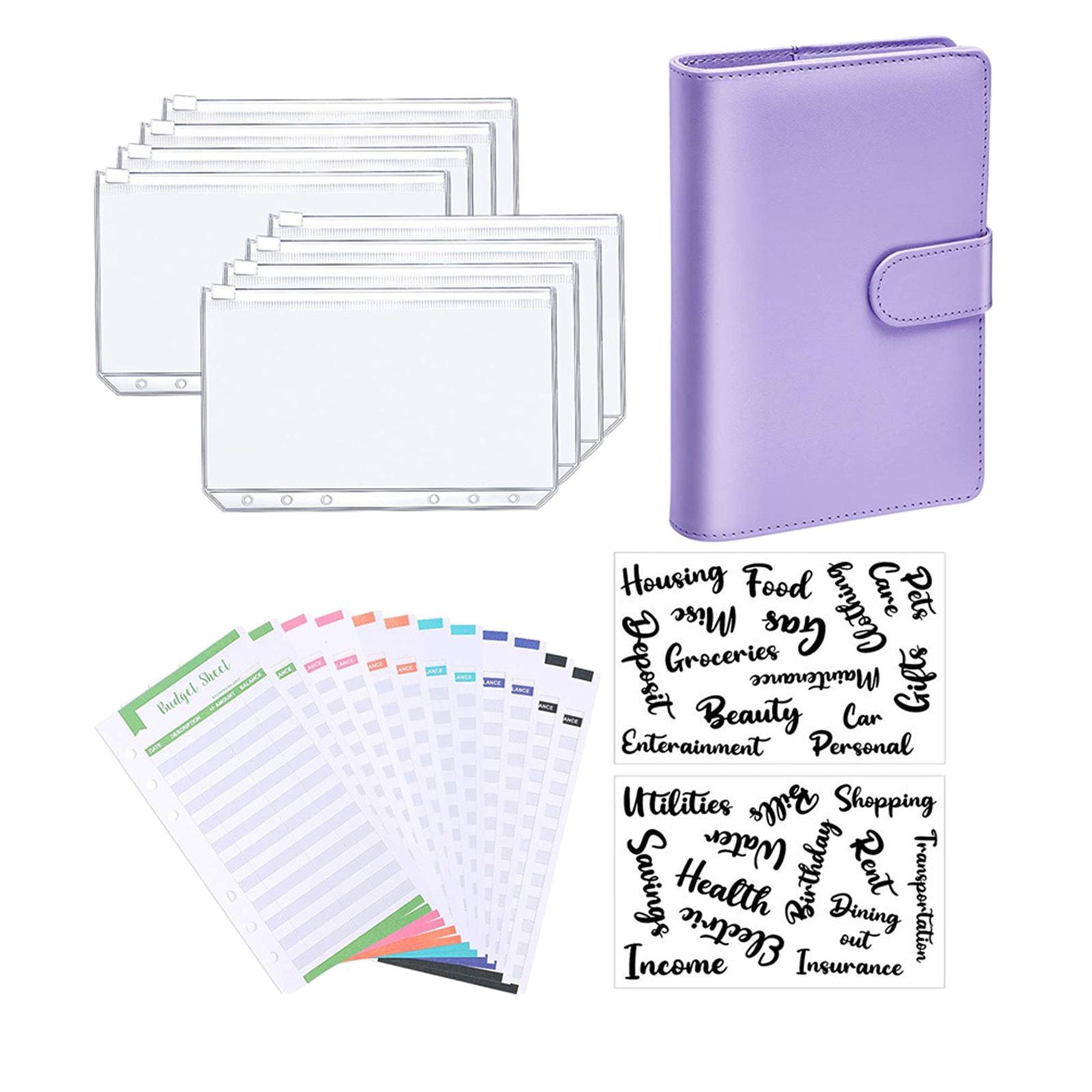 A6 Notebook Binder Zipper Envelopes for Budget Planner Organizer