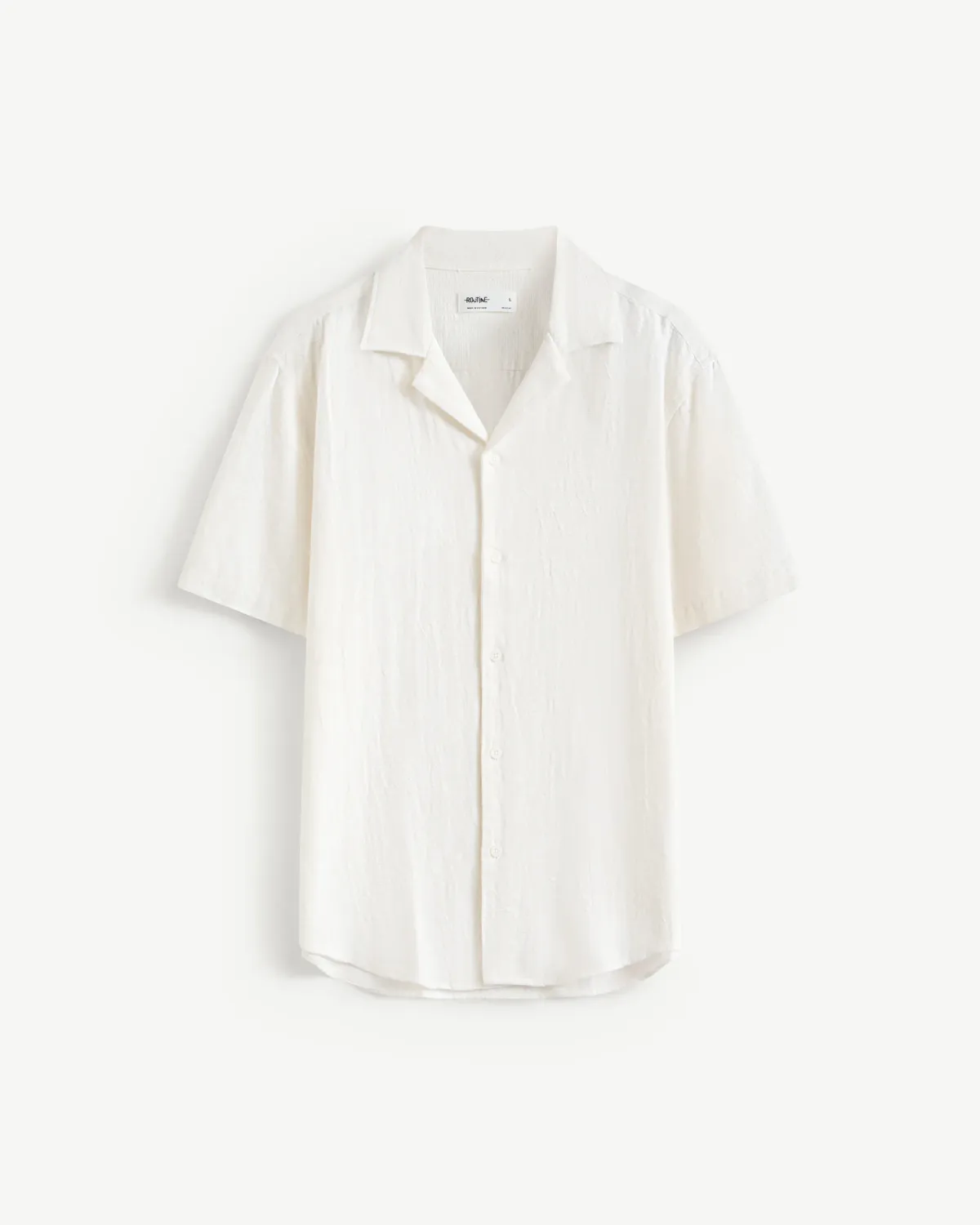 Áo sơ mi tay ngắn nam màu trắng cổ cuban Form Regular - ROUTINE 10F25SHS002