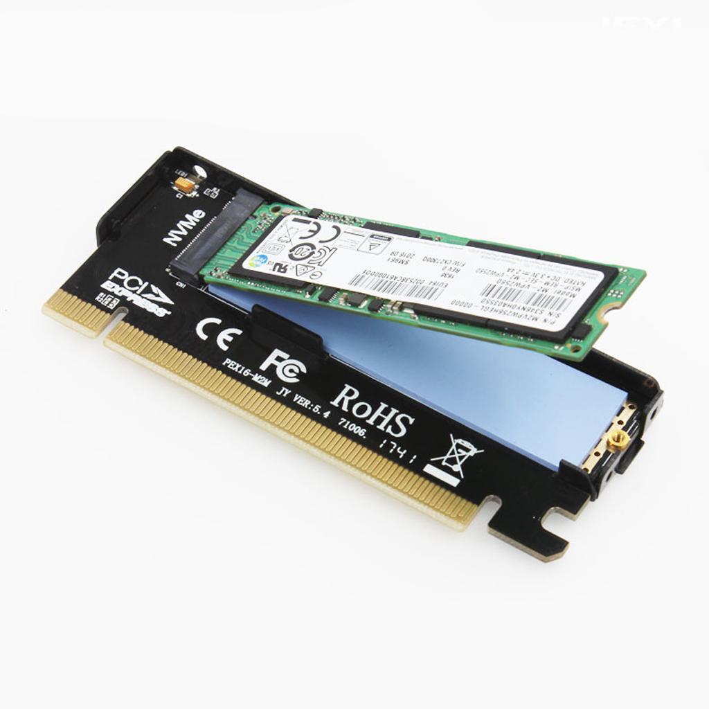 2xNVMe M.2 NGFF SSD to PCIE 3.0 X16 Adapter Expansion Card&Heatsink Case Black