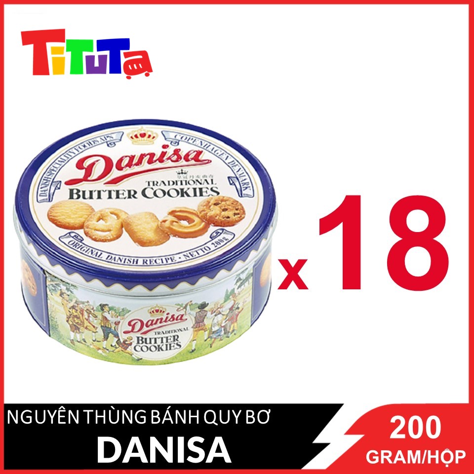 [Nguyên thùng] Bánh quy bơ Danisa Size nhỏ Hộp 200g X18