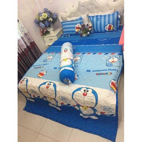 BỘ CHĂN RA VỎ GỐI 5 MÓN DOREMON VNXK ĐƯỢC CHỌN MẪU 1M6 X2M