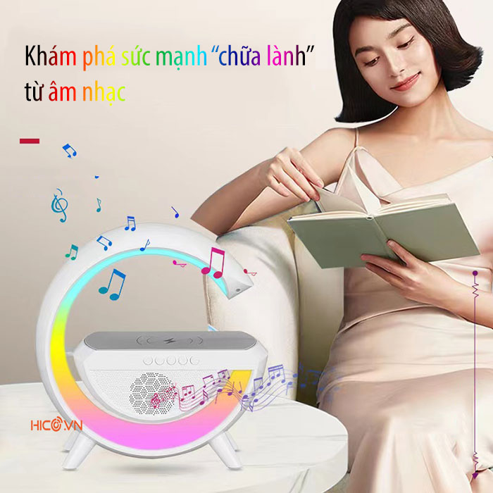 Loa Bluetooth 3 Trong 1 Kiêm Đế sạc không dây Pin 1800mAh Hiệu Ứng đèn led RGB BS23 cực đẹp, đèn trang trí cho căn phòng, hỗ trợ sạc không dây tiện lợi giao hàng nhanh