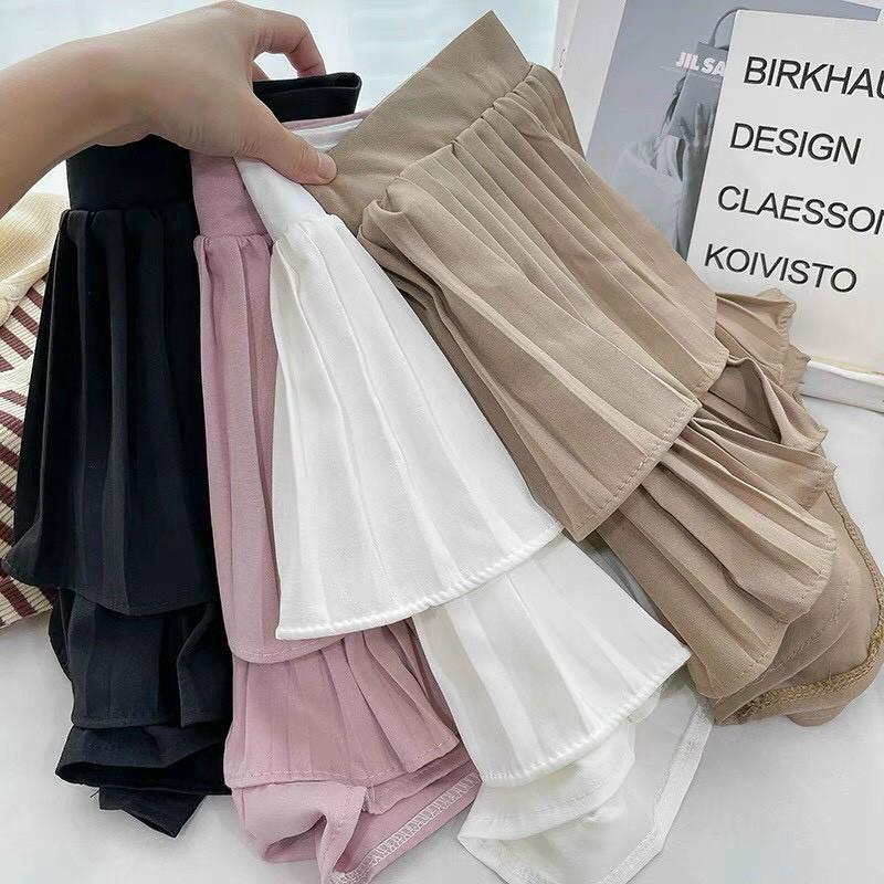 Chân váy xòe dập ly 2 tầng nhiều màu thời trang Banamo Fashion 521