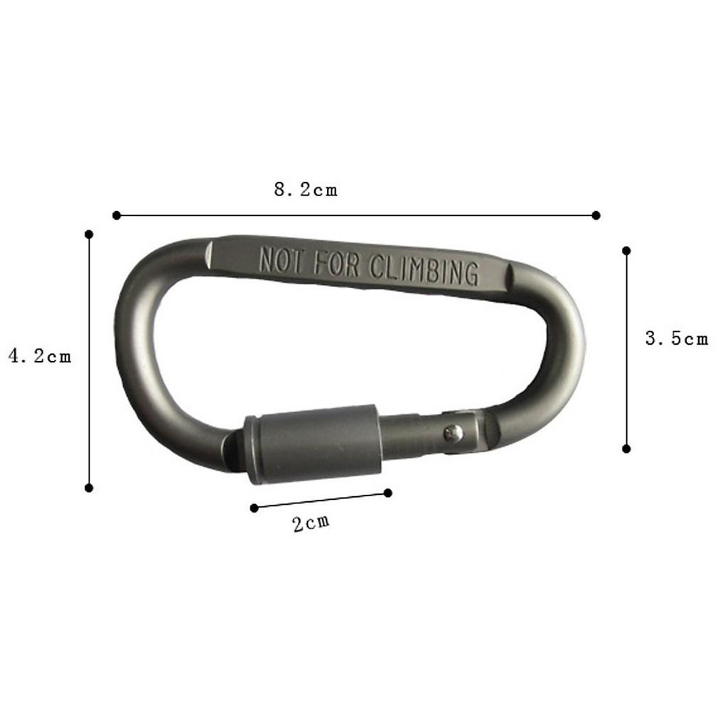 Combo 2 Móc Đa Năng Móc Khóa Nhôm Đi Phượt Carabiner Chữ D Khoá Xoay 8cm