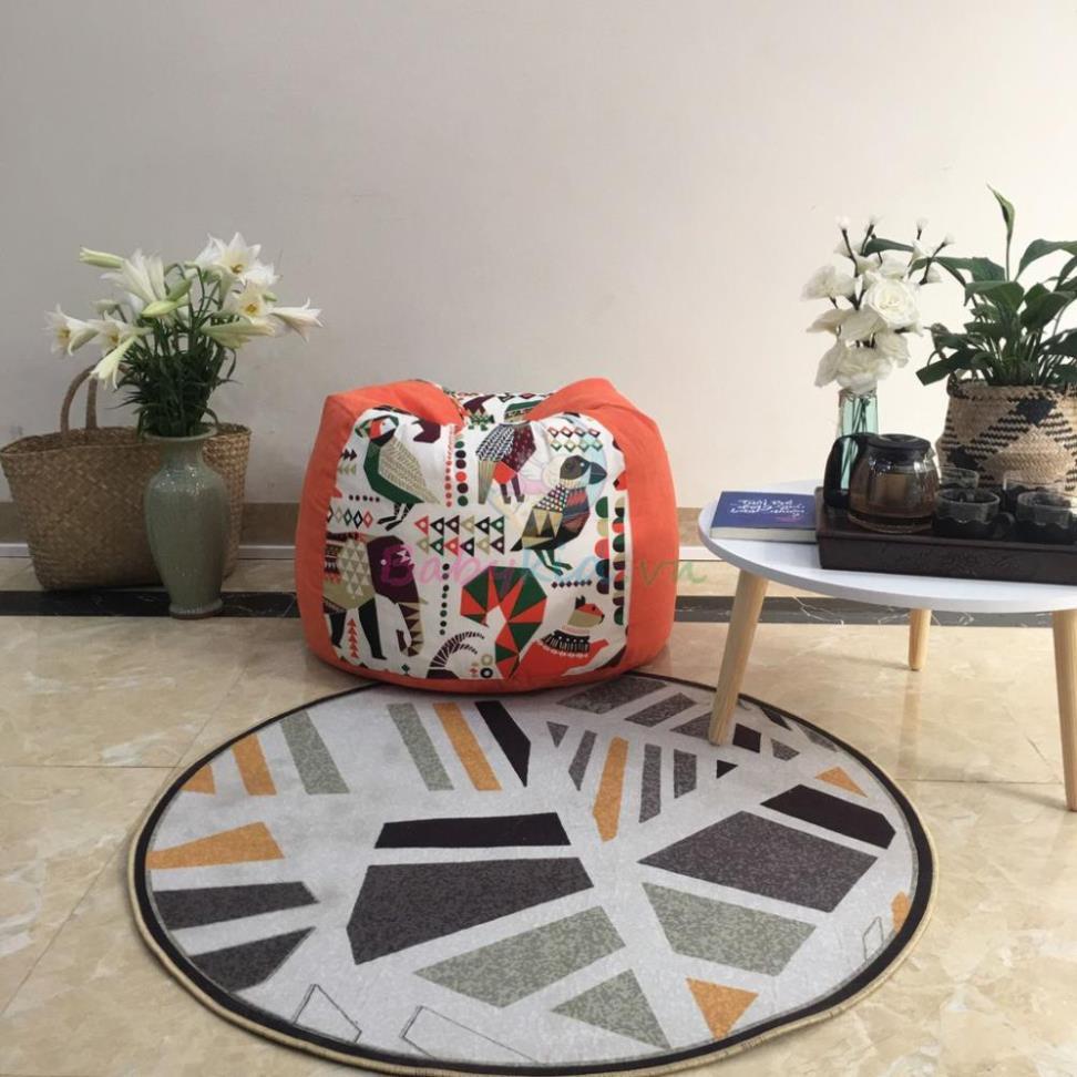 Ghế xốp size S, thú cam, canvas mix, có xốp