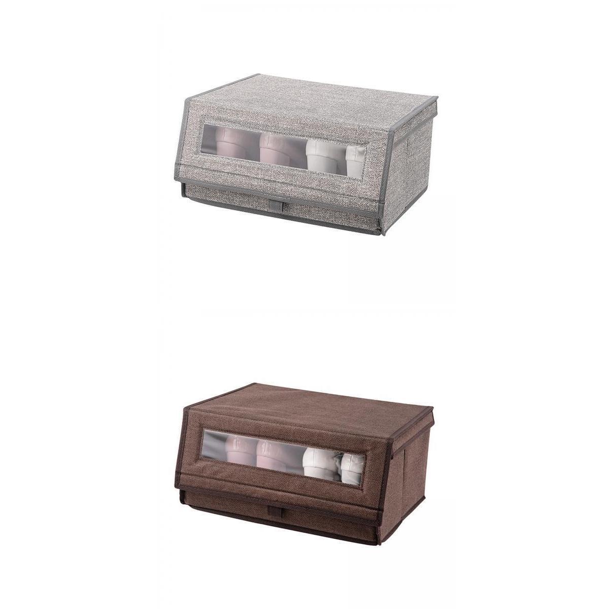 2x Shoe Storage Box Bins Closet Sundries Organizer with Window