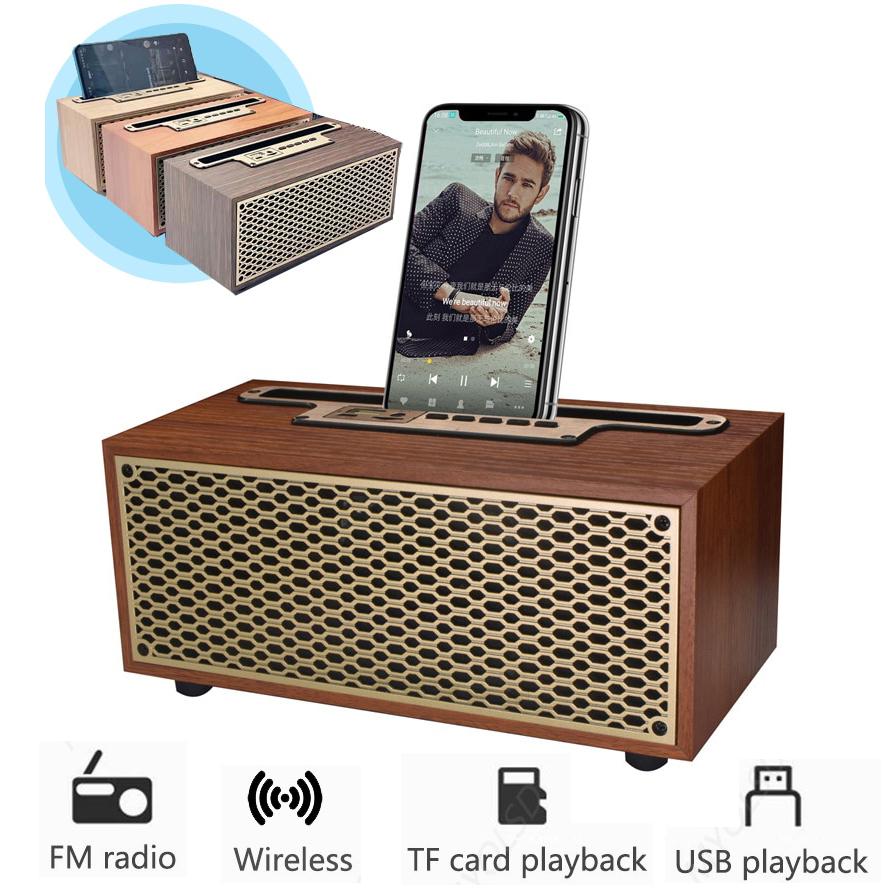 Vintage Wood Grain Bluetooth Loa TWS không dây Nhà Subwofer ngoài trời Quà tặng di động Stereo di động Di động Người đứng loa màu: Khaki