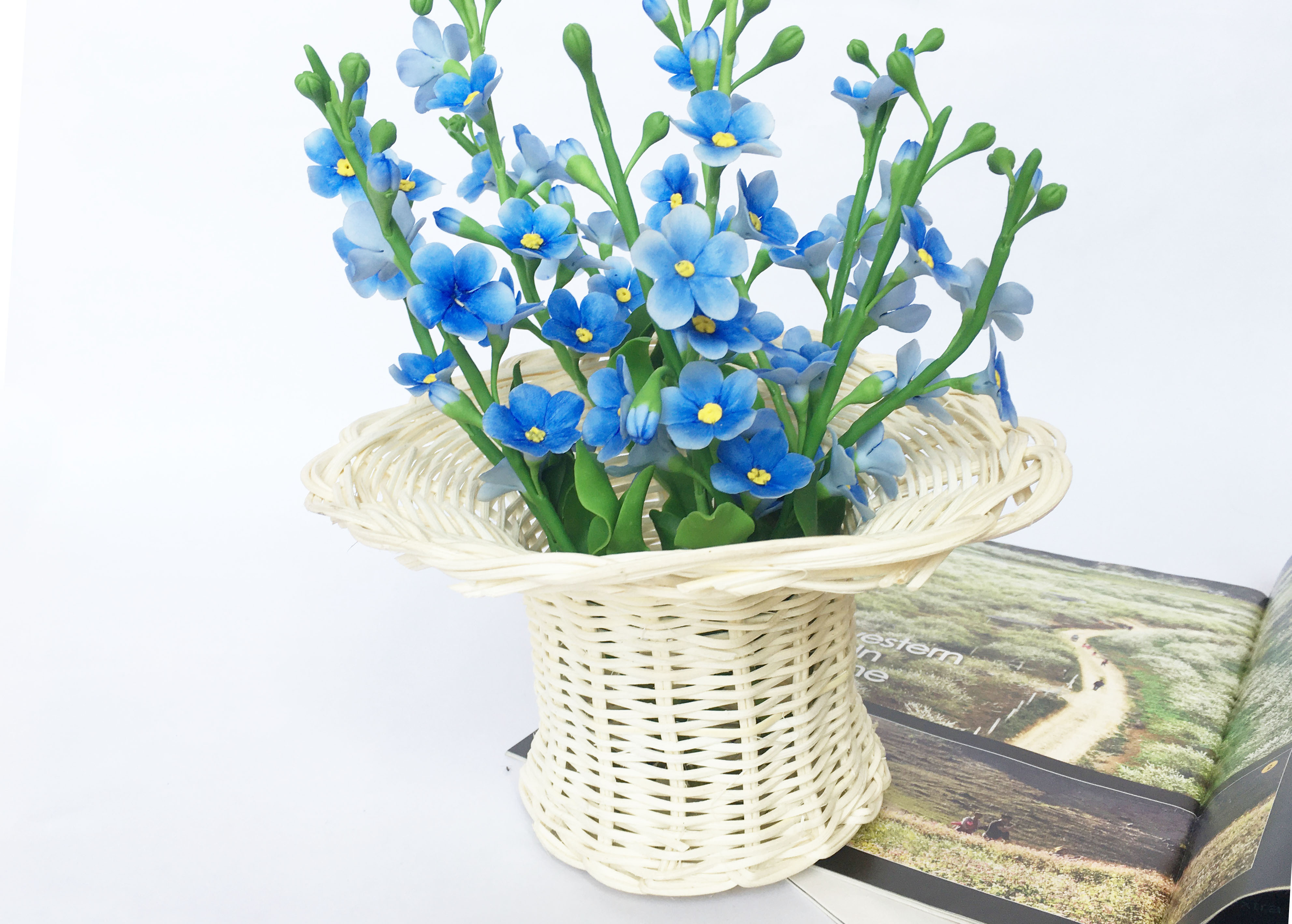 Lẵng hoa mây giỏ đan bằng mây tự nhiên KT M23xĐ13xC12cm  cắm hoa, decor, trang trí bằng mây