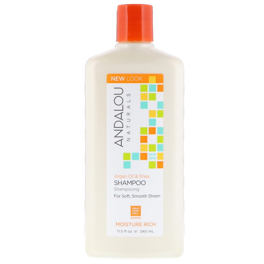 Dầu gội đầu cho tóc khô, xoăn Argan &amp; Sweet Orange Moisture Rich Shampoo Andalou Naturals 340ml