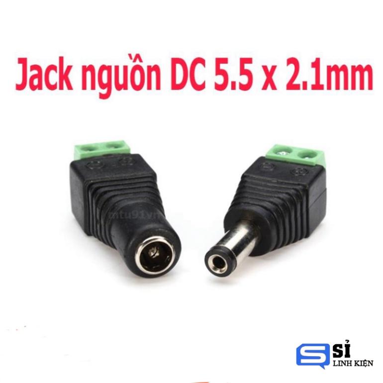 Jack nối Nguồn DC 5.5x2.1mm Đực / Cái - Cổng Domino 2P - Hàng loại Tốt