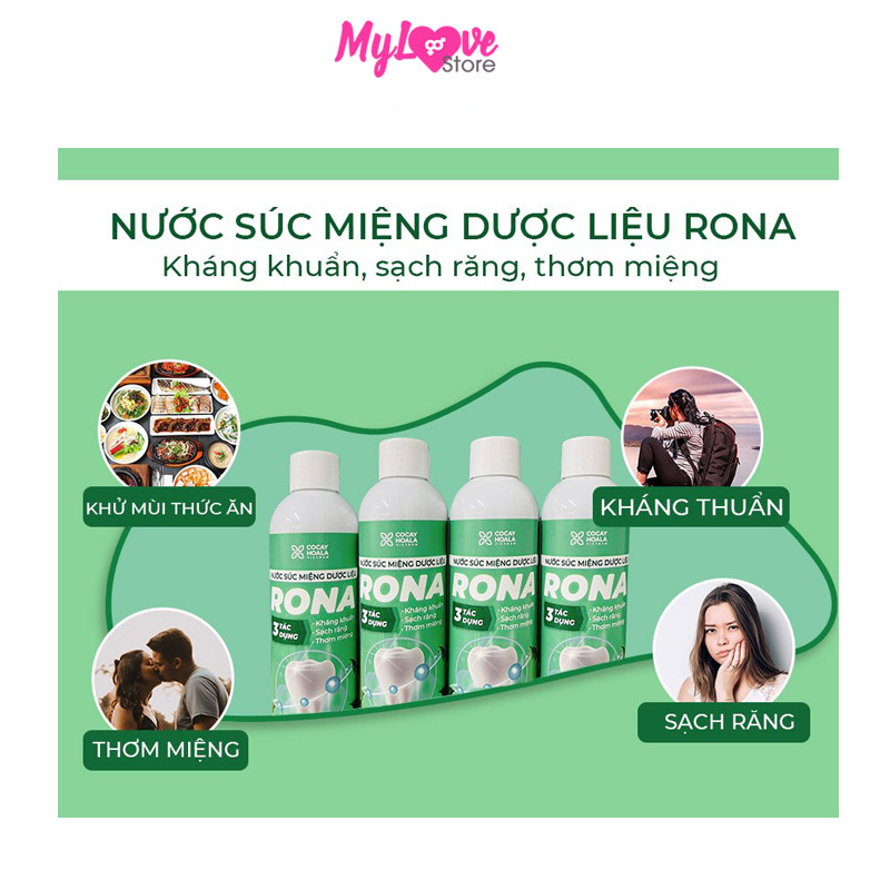 Nước Súc Miệng Dược Liệu Rona Cocayhoala Sạch Răng – Khử Mùi Hôi – Ngừa Viêm Lợi, Không Cồn, Chai 180ml