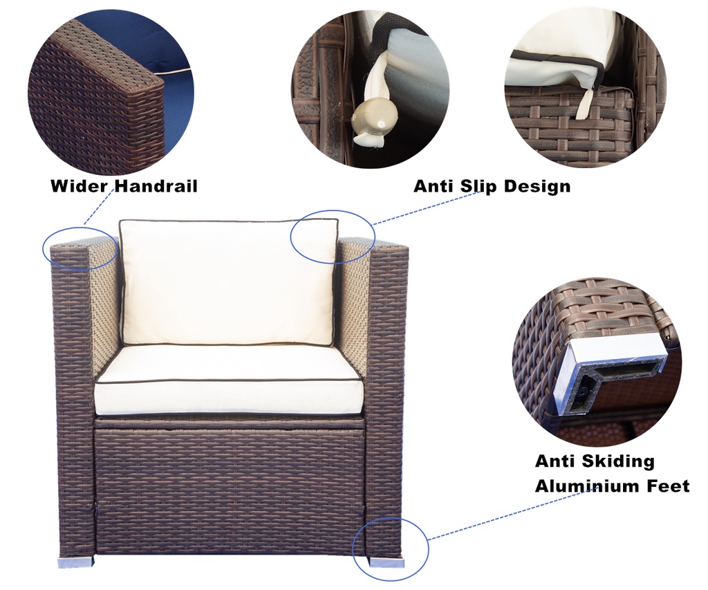 WEGO BỘ SOFA MÂY NHỰA NGOÀI TRỜI/ BỘ SOFA SÂN VƯỜN// Outdoor Furniture Rattan Chair Sofa Set Balcony Table Garden Sofa 3 seater