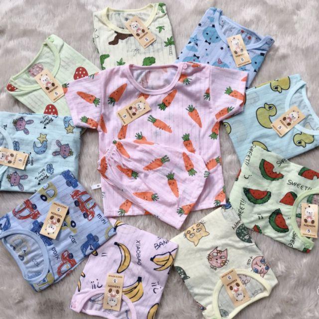 combo 5 bộ cotton giấy cộc tay cho bé ( bộ chui đầu )