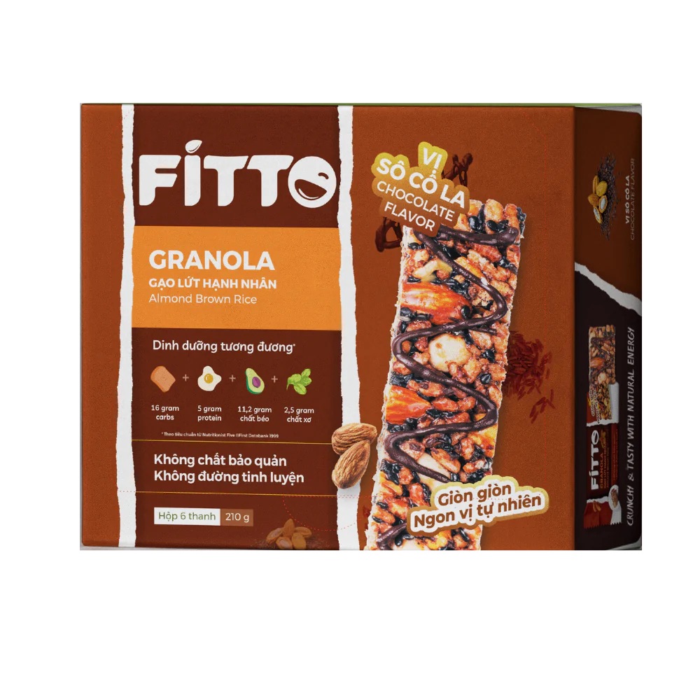 THANH NĂNG LƯỢNG HẠT &amp; GẠO LỨT HƯƠNG VỊ SÔ CÔ LA - FITTO - CHOCOLATE