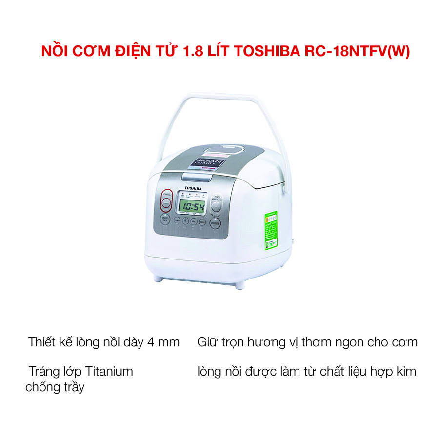 Nồi cơm điện tử 1.8 lít Toshiba RC-18NTFV(W)