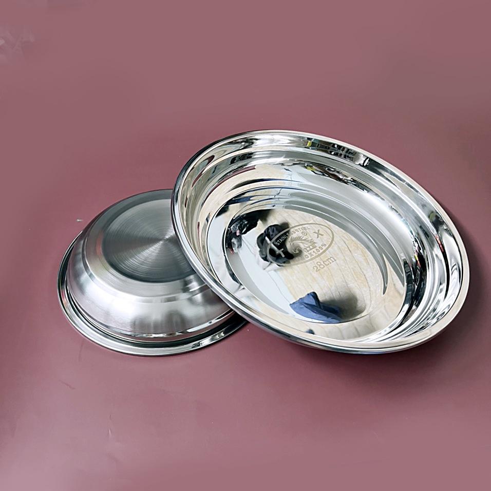 Măm Tròn, Khay Tròn Đựng Thực Phẩm Inox Cao Cấp Hàng Dày 3 size