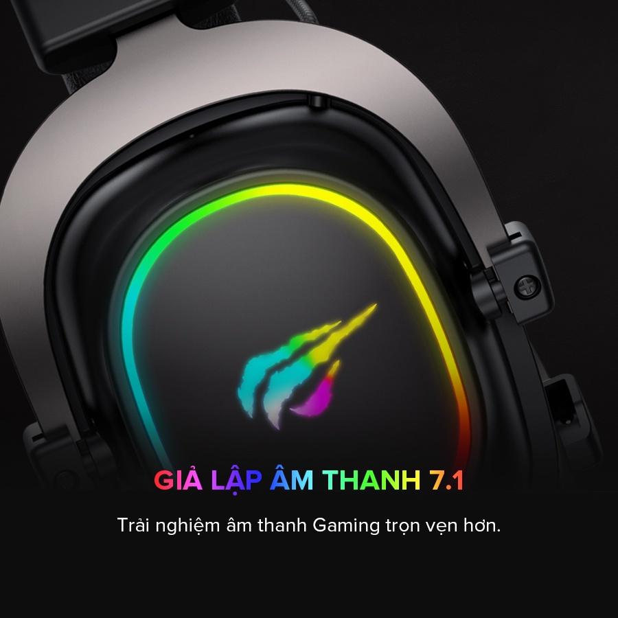 Tai Nghe Gaming Headphone HAVIT H2002P, Driver 53mm, Đèn RGB 36 Màu, Giả Lập 7.1 - Hàng Chính Hãng