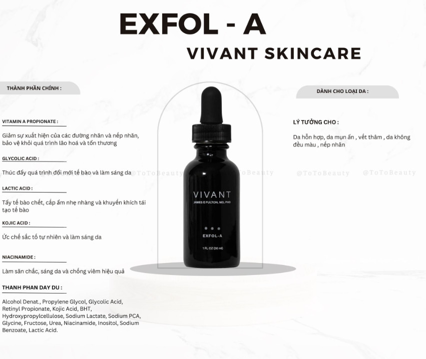 Serum Hỗ Trợ Giảm Mụn, Trẻ Hóa Da Vivant Skincare Exfol-A