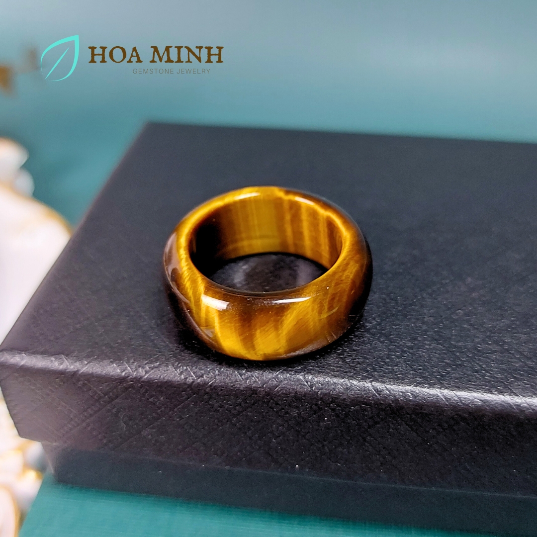 Nhẫn đá Mắt Hổ thiên nhiên loại 5A vip, dày 10-11 li nhẫn size lớn nhẫn nam