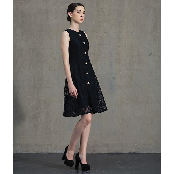Đầm midi chữ A nữ Callia Soria cổ tròn tay sát nách