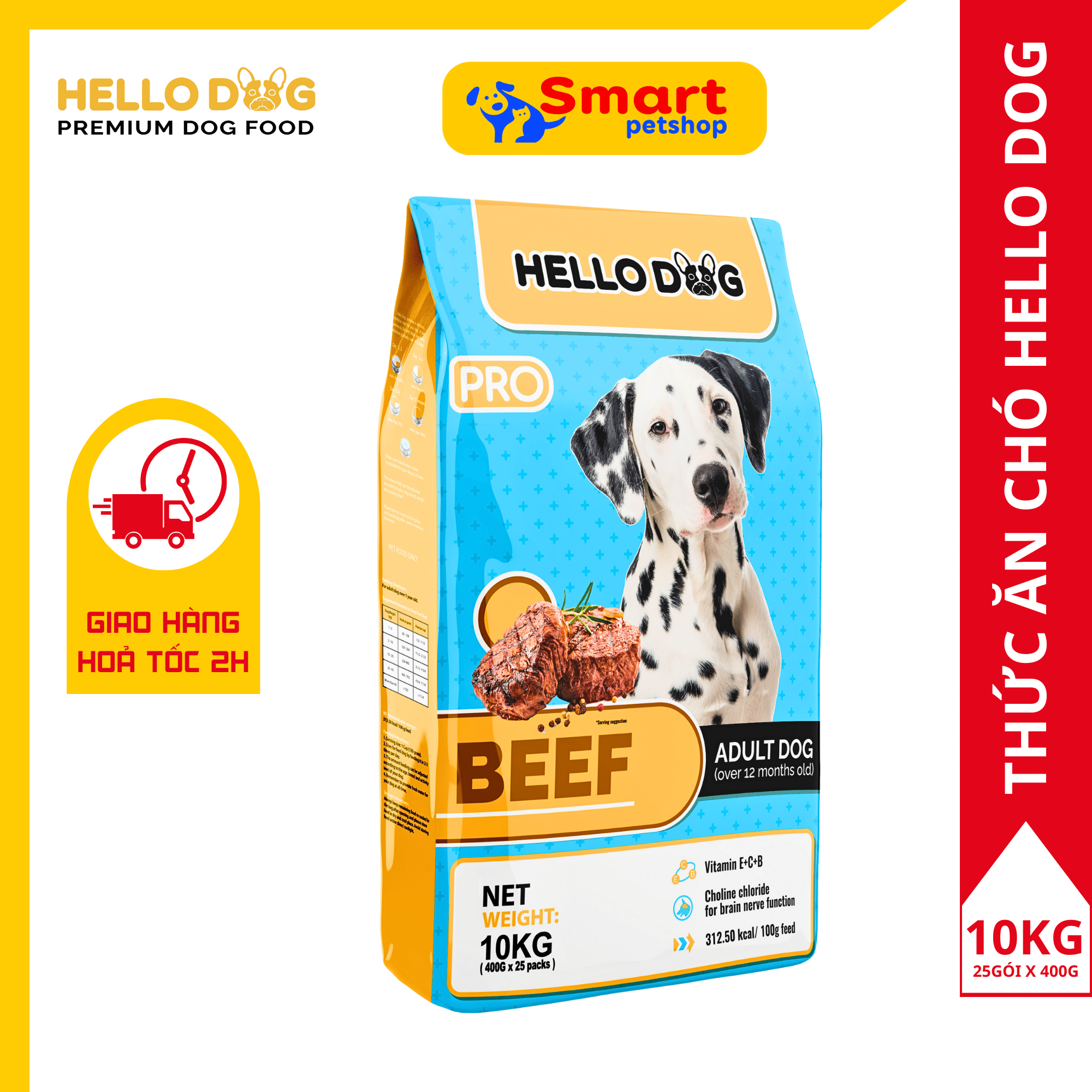 Thức Ăn Hạt Cho Chó Vị Bò Nướng - Hello Dog Beef 10KG
