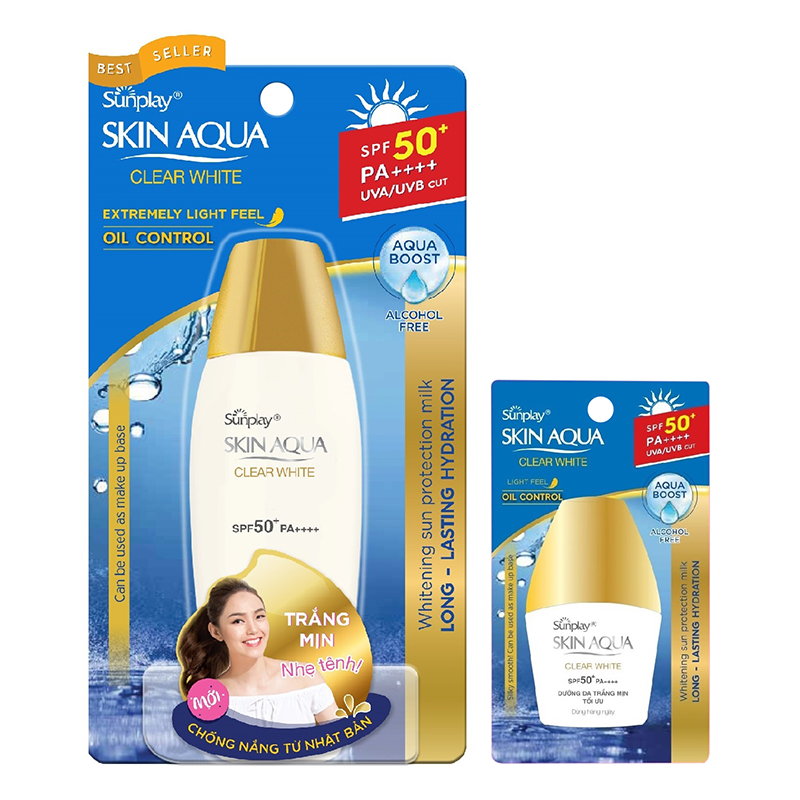 Sữa Chống Nắng Hằng Ngày Dưỡng Trắng Sunplay Skin Aqua Clear White SPF 50+ PA++++ (55g) + Tặng Sữa Chống Nắng Hằng Ngày Sunplay Skin Aqua