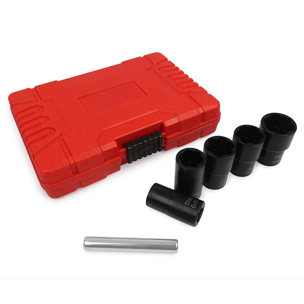6pcs Lug Nut Remover Kit Broken Nuts Removal Tool Set Broken Nut Bolt Extractor Rust Damaged Stuck Nut Bolts Extractor