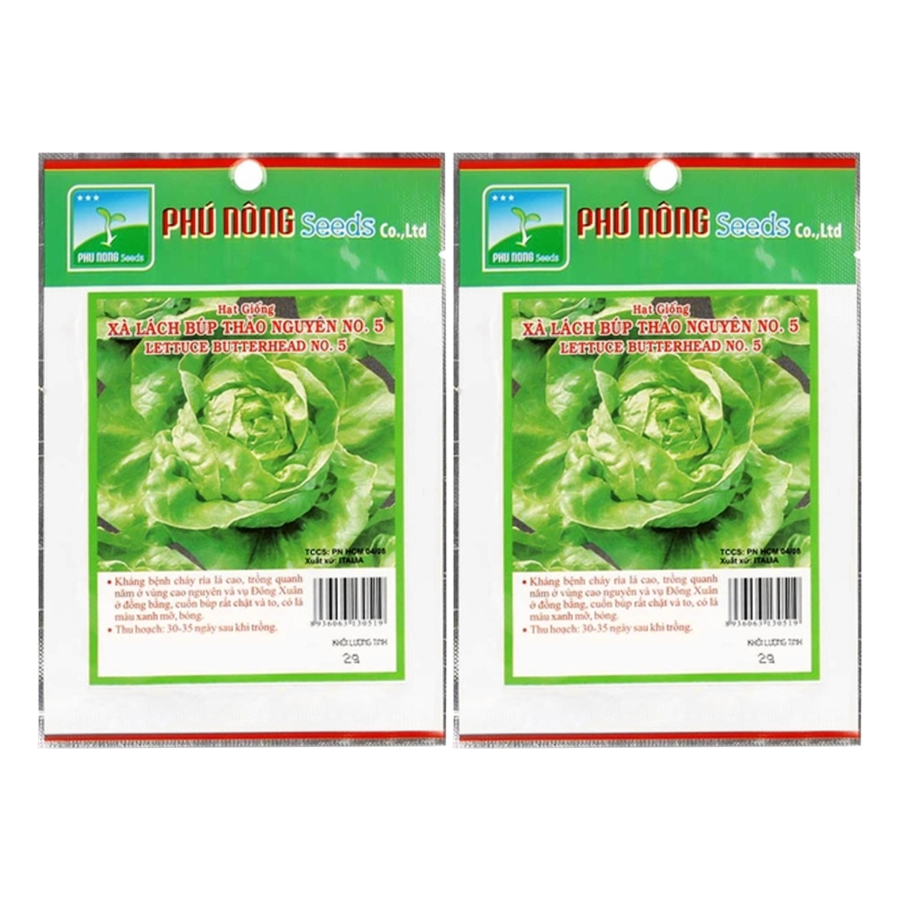 Bộ 2 Gói Hạt Giống Xà Lách Búp Thảo Nguyên NO5 Phú Nông PN130519