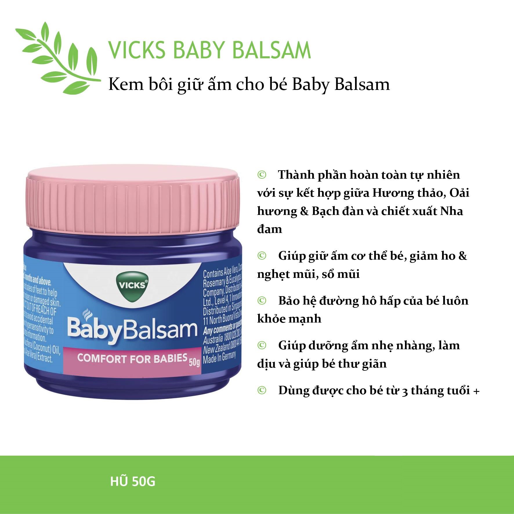 Dầu Bôi Ấm Ngực Vicks Baby Balsam Chống Cảm