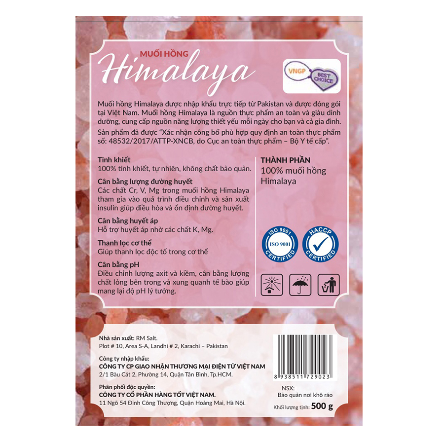 Muối Hồng Himalaya Hạt 3-5mm Nguyên Chất (500g)