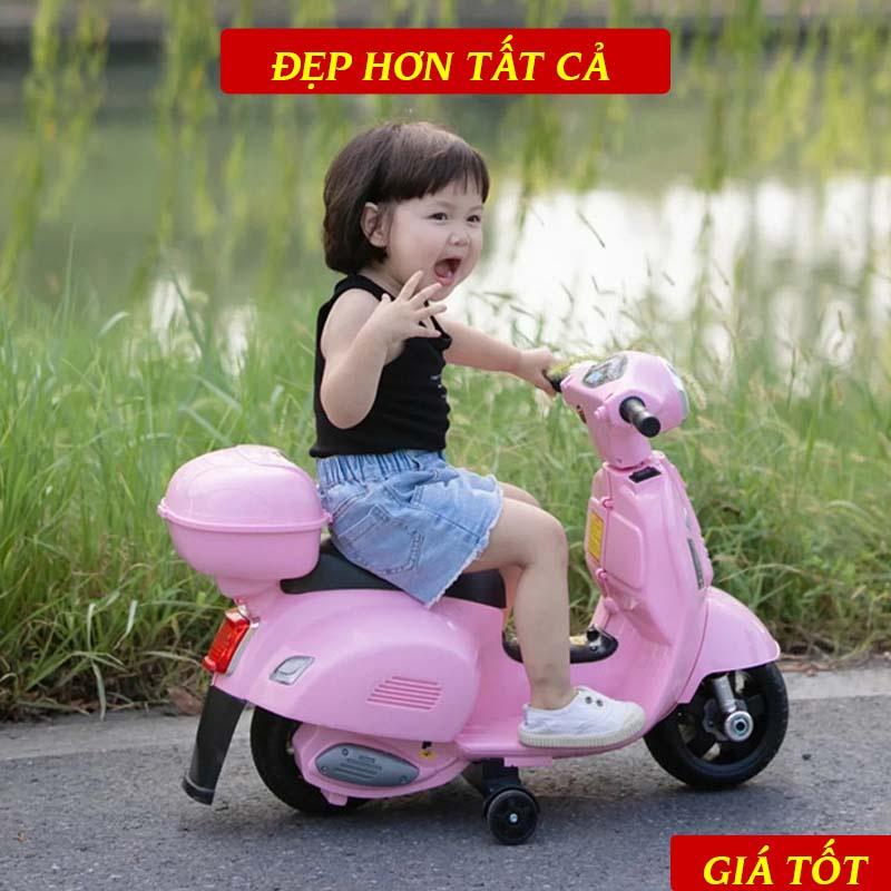 Xe Máy Điện Đồ Chơi Vespa Loại Nhỏ Cho Bé 2 Tuổi Trở Lên Cực Dễ Thương, Bảo Hành 12 Tháng