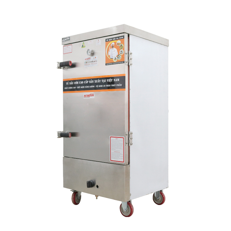 Tủ Nấu Cơm 50 Kg Gạo/ Mẻ Bằng Điện Gas 10 Khay NEWSUN - Hàng Chính Hãng