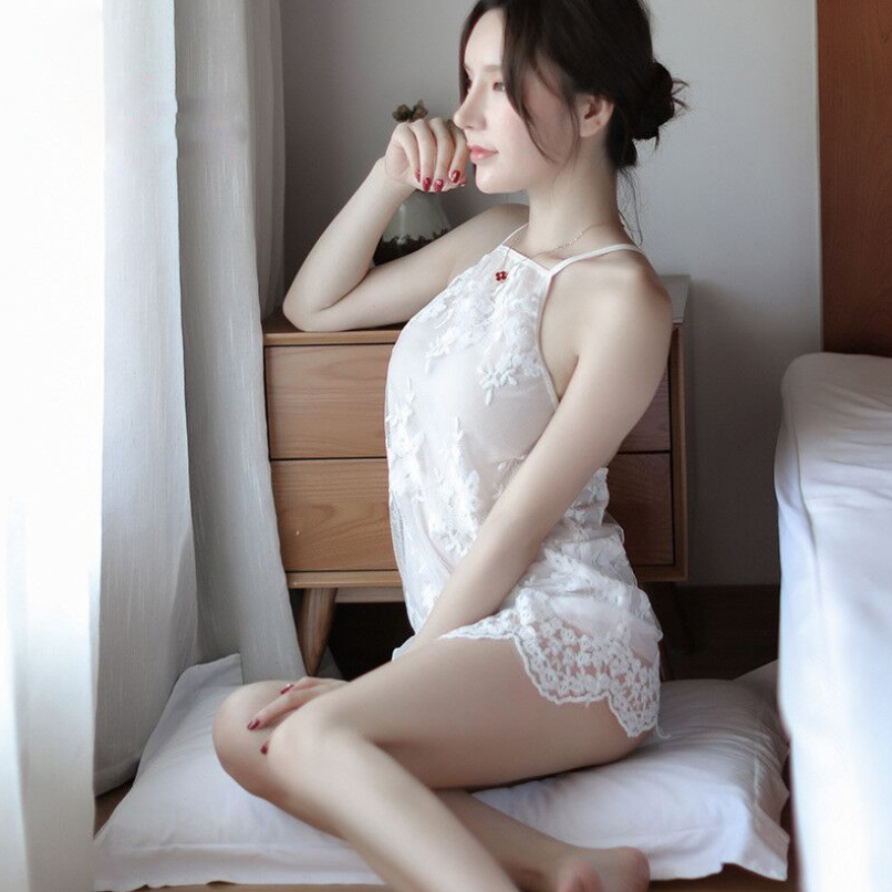 Váy ngủ lụa 2 dây chéo lưng dáng suông gợi cảm quyến rũ