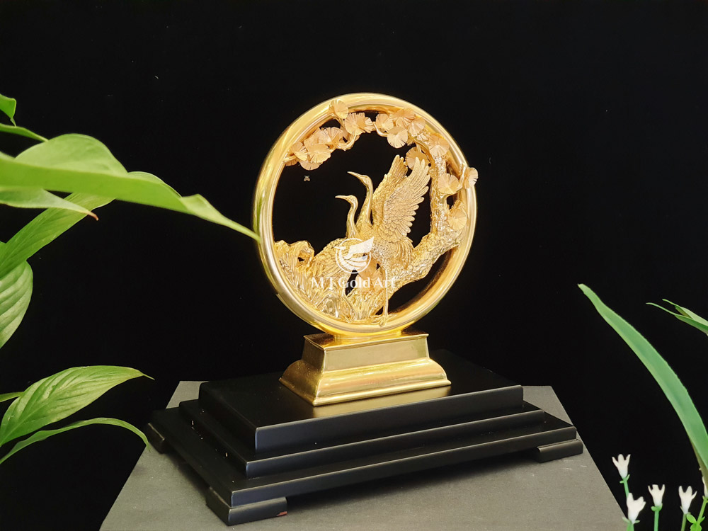 Tượng chim hạc dát vàng(16x30x24cm) MT Gold Art- Hàng chính hãng, trang trí nhà cửa, quà tặng dành cho sếp, đối tác, khách hàng.