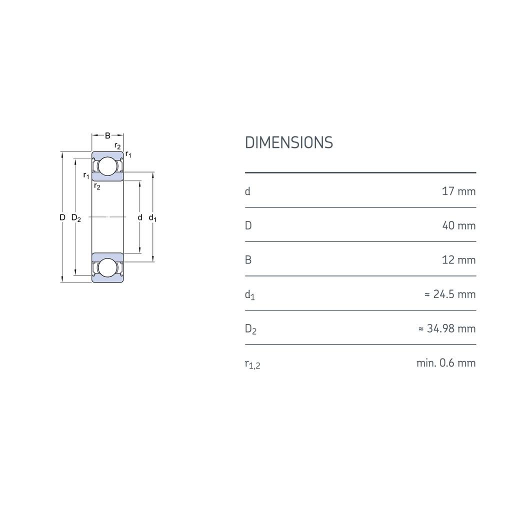 Vòng bi bạc đạn E2.6203-2Z/C3 SKF chính hãng - Vòng bi tiết kiệm năng lượng E2