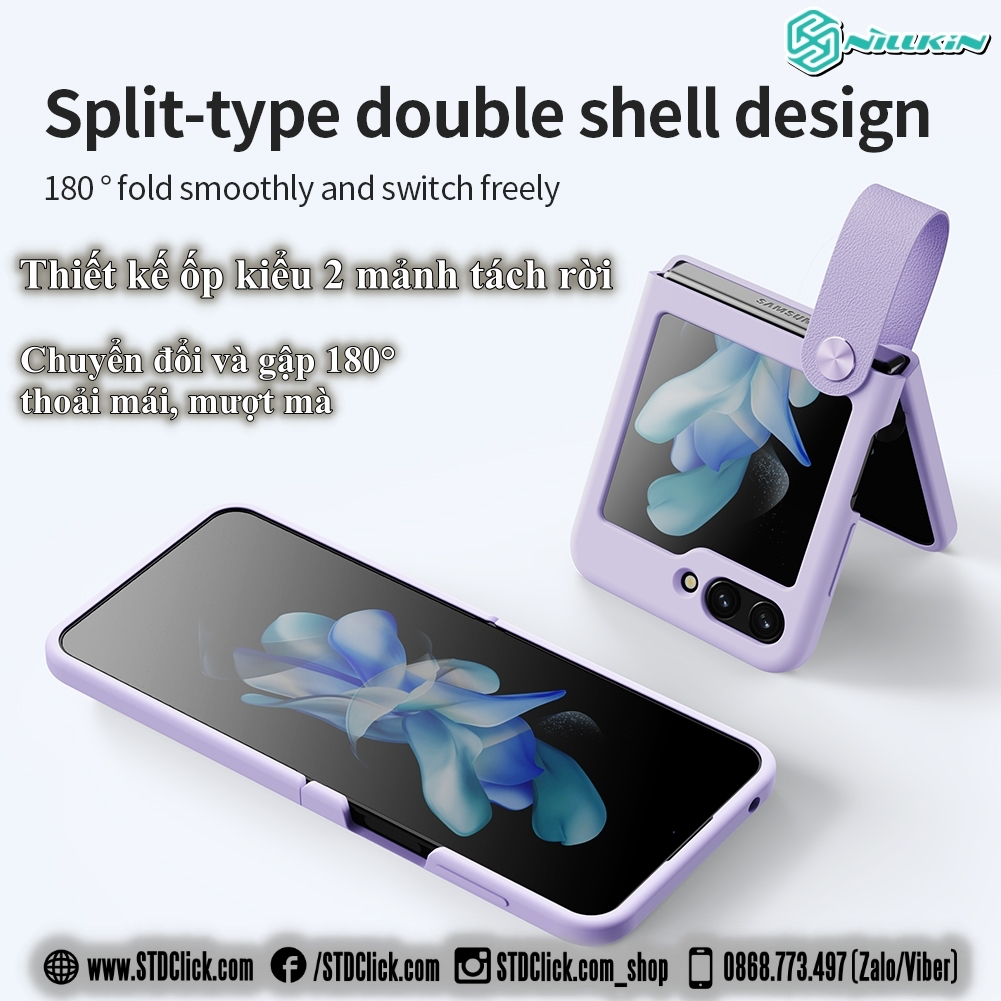 ỐP LƯNG DÀNH CHO ĐIỆN THOẠI SAMSUNG GALAXY Z FLIP 5 5G NILLKIN Flex Flip Finger Strap liquid silicone