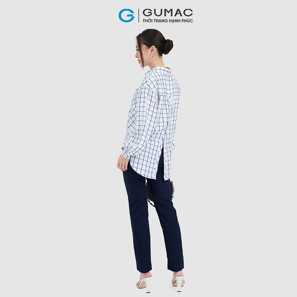 Áo sơ mi nữ GUMAC AC09060 form rộng caro cách điệu phía sau trẻ trung