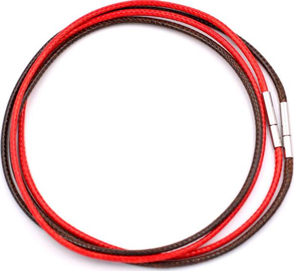 Combo 2 dây vòng cổ cao su nâu, đỏ móc inox DCSNO1 - Dây dù bọc cao su