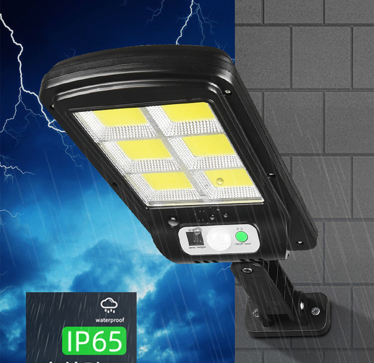 Đèn Năng Lượng Mặt Trời Chống Nước 6 Led 3 Chế Độ Hình Chữ Nhật 31x10cm Siêu Sáng Kèm Remote Và Giá Đỡ