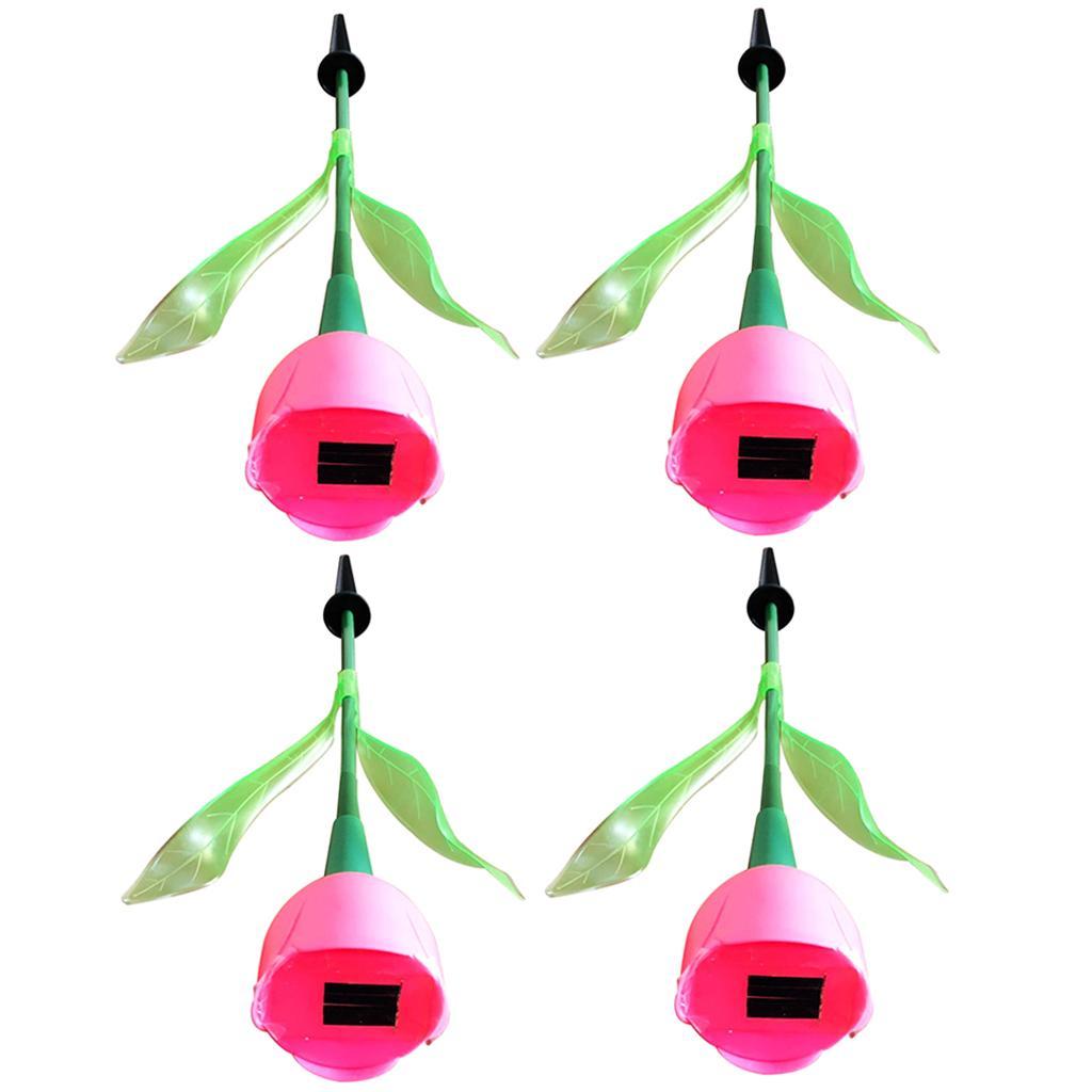 4 Pieces Solar Powered LED Lantern Flower Lights Outdoor Garden