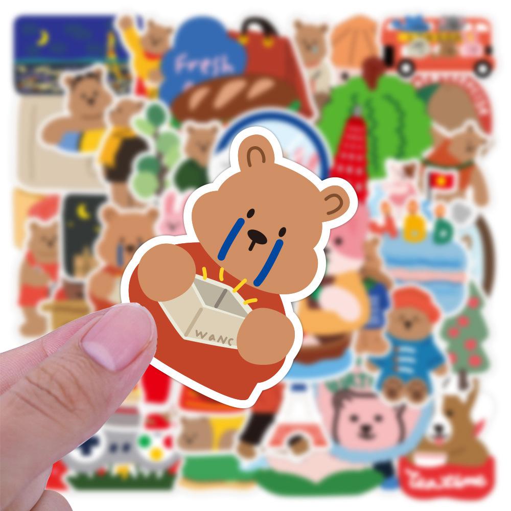 Sticker GẤU INS DU LỊCH hoạt hình trang trí mũ bảo hiểm,guitar,ukulele,điện thoại,sổ tay,laptop-mẫu S156