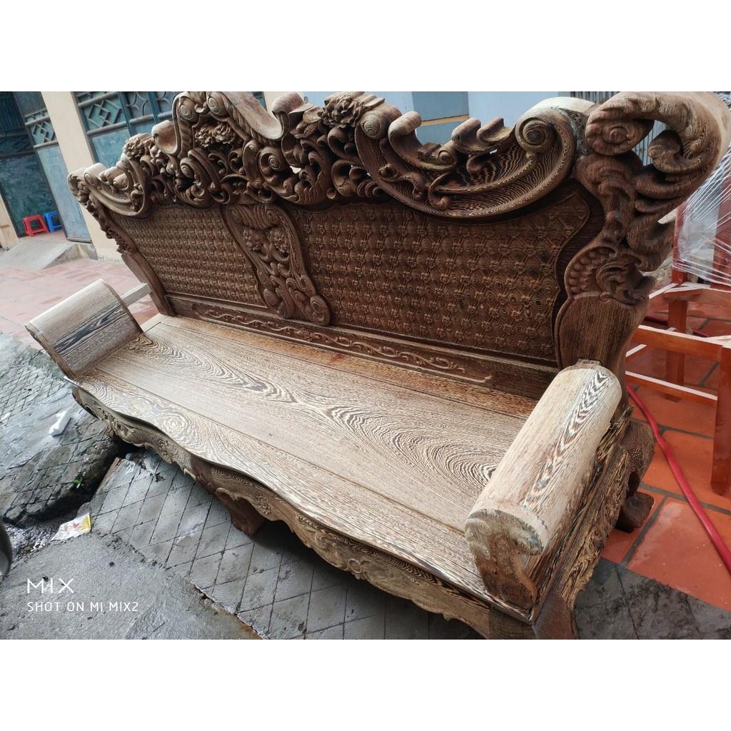 Bộ bàn ghế giả cổ hoàng gia gỗ mun đuôi công